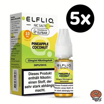 ELFLIQ by ELFBAR Pineapple Coconut * 10mg/ml* Nikotinsalz, 5x 10ml Liquid
