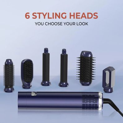 6 in1Hair Styler with Hair Dryer - Curls, Straightening, Voluming, and Drying Brush