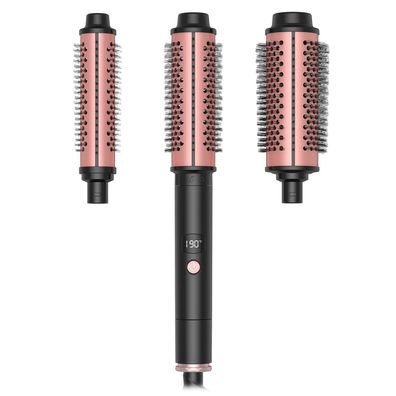 3-in-1 Hot Curl Brush & Wand - Interchangeable Curling, Straightening, Hot Comb Set