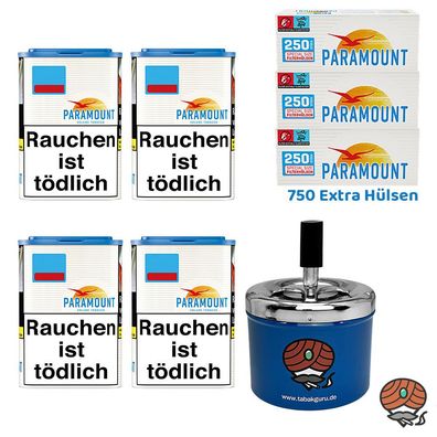 Paramount Blue Volumentabak Dose 4x 75g, Blue Extra Hülsen, Drehascher, Zubehör
