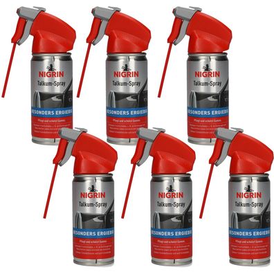 Nigrin Talkum-Spray 6x 100ml Schmiermittel Gummi-Pflege Dichtungen Manschetten