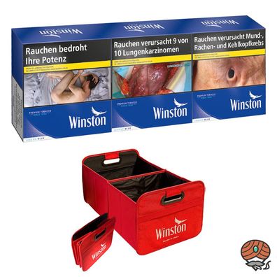 Winston Blue/Blau Zigaretten 6XL 3x 60 Stück + Winston faltbare Auto-Tasche