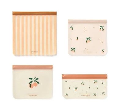 Liewood Mehrweg-Aufbewahrungsbeutel Clive „Peach / Sea shell“ 4-teilig