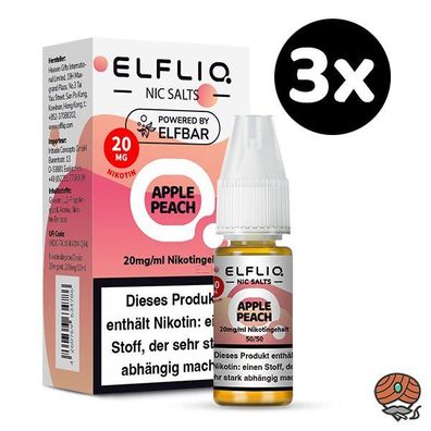 ELFLIQ by ELFBAR Apple Peach * 20mg/ml* Nikotinsalz, Liquid 3x 10ml