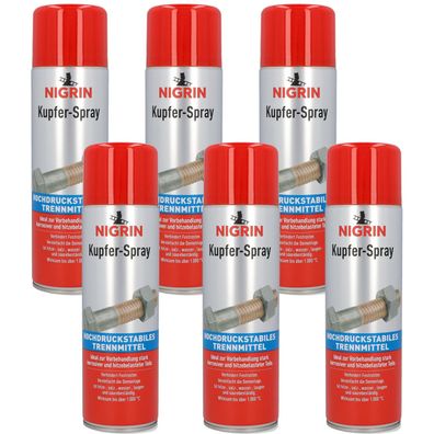Nigrin Kupfer-Spray 6x 500ml Trennrmittel Schmiermittel Kupfer-Fett Hitzefest