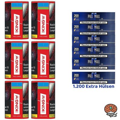 The King Red Volumentabak Dose 6x 90g, Pall Mall Blue Xtra Hülsen