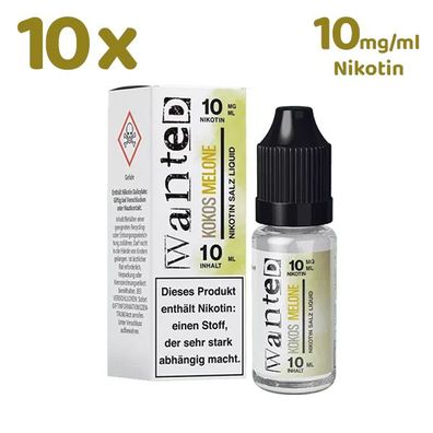 Wanted Overdosed KOKOS MELONE * 10mg/ml* Nikotinsalz, Liquid 10x 10ml