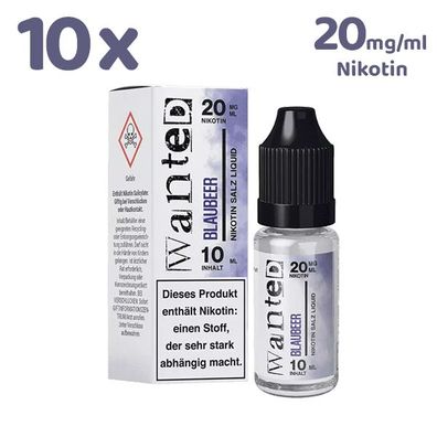 Wanted Overdosed Blaubeer * 20mg/ml* Nikotinsalz, Liquid 10x 10ml