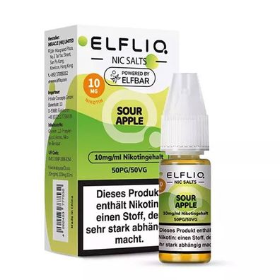 ELFLIQ by ELFBAR Sour Apple * 10mg/ml* Nikotinsalz, Liquid 10ml