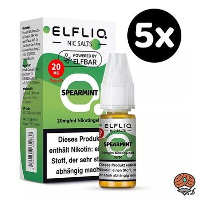 ELFLIQ by ELFBAR Spearmint, * 20mg/ml* Nikotinsalz, Liquid 5x 10ml
