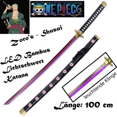 NEU One Piece Zoro Shusui Bambus LED Katana Lichtschwert 100cm für Cosplay Anime