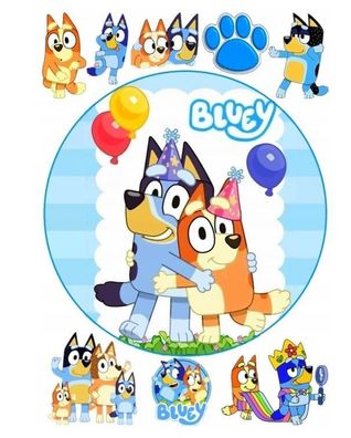 Tortenaufleger Blue x1 Essbar Zuckermasse Tortenbild Deko + 4 Muffin B1