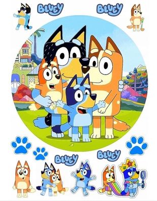 Tortenaufleger Blue x1 Essbar Zuckermasse Tortenbild Deko + 4 Muffin B2