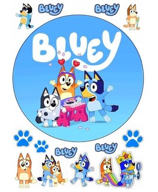 Tortenaufleger Blue x1 Essbar Zuckermasse Tortenbild Deko + 4 Muffin B3