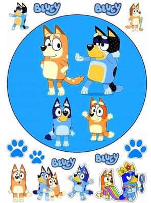 Tortenaufleger Blue x1 Essbar Zuckermasse Tortenbild Deko + 4 Muffin B4