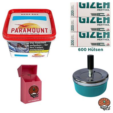 Paramount Volumentabak Mega Box 115g, 600 Gizeh MenthoI Hülsen + Zubehör