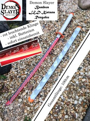 NEU Rengoku Bambus LED Katana Lichtschwert 100cm für Cosplay Anime Manga Fans