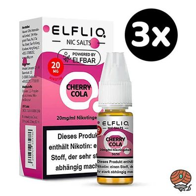 ELFLIQ by ELFBAR Cherry Cola, * 20mg/ml* Nikotinsalz, Liquid 3x 10ml