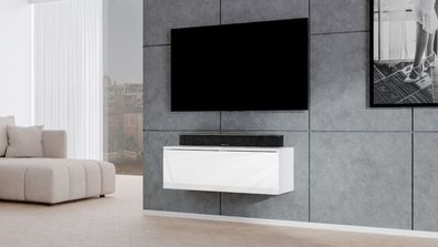AX LIVING TV Lowboard zum Hängen Loriano 100 cm weiß Matt / Hochglanz