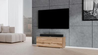 AX LIVING TV Board Loriano 100 cm breit braunes Lowboard Eiche Wotan