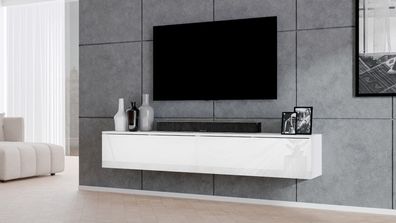 AX LIVING Lowboard weiß Loriano 2x100 TV Schrank weiß Matt/Hochglanz