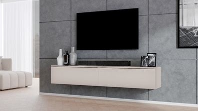 AX LIVING Designer Lowboard beige Loriano 2x100 cm TV Schrank Kaschmir
