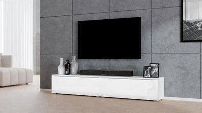 AX LIVING TV Board Loriano 2x100 stehend Lowboard weiß Matt/Hochglanz
