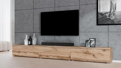AX LIVING stehendes TV Board Loriano Lowboard Eiche Wotan 3x100 cm
