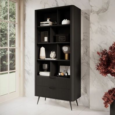 AX LIVING Vespasia modernes Bücherregal 88,2 x 193,8 x 38 cm schwarz