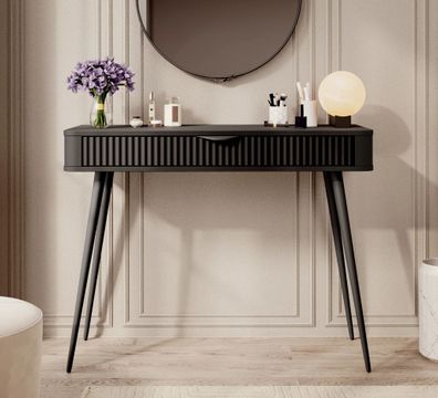 AX LIVING Vespasia kleiner Schminktisch schwarz 100,2 cm geriffelter
