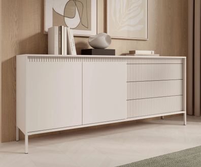 AX LIVING Trentinis 187 2D3S Beige große Kommode 187,1 cm, geriffelte