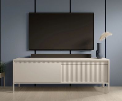 AX LIVING Lowboard Beige Trentinis TV Tisch 153,5cm modern geriffeltes