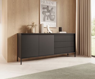 AX LIVING Trentinis 187 2D3S Schwarze große Kommode 187,1 cm breit