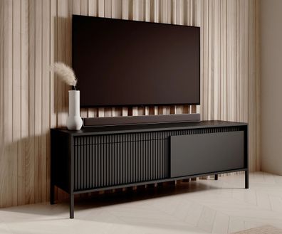 AX LIVING Trentinis 153 2D Schwarzes TV Board, 153,5 cm, geriffeltes