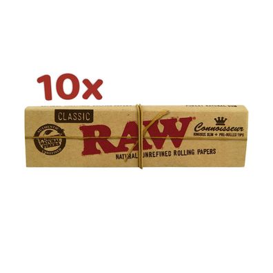 RAW Connoisseur King Size Slim Papers + Pre-Rolled Tips 10x 32 Blatt + 24 Tips