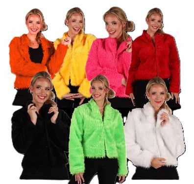Plüschjacke Fell Jacke Damen versch. Farben Karneval Fasching Verkleidung