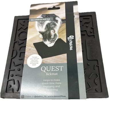 Schleckmatte District 70 Quest Lickmat 20 x 20 cm Dark Grey Leckmatte Silikon