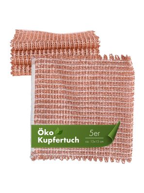 Kupfertuch 5 Stück Set Kratzfrei für Edelstahl Ceranfeld Glas & Grillrost 15x15cm