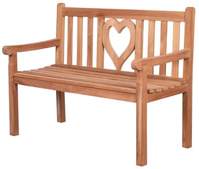 Teakholz Gartenbank - bene living - Herz 120 cm