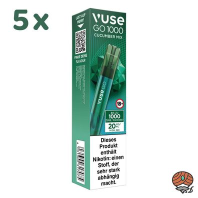 Vuse GO 1000 5x E-Shisha Cucumber MIX, 20mg Nikotin, Einweg-E-Zigarette, Vape