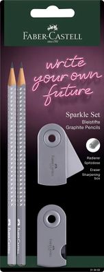 Faber Castell Bleistiftset Sparkle 2 Bleist B Rad+Sp gray