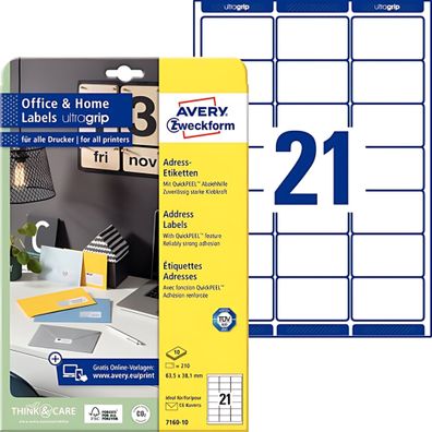 Etiketten 210er FSC-Mix Adressen 63,5x38,1mm, 210 permanent
