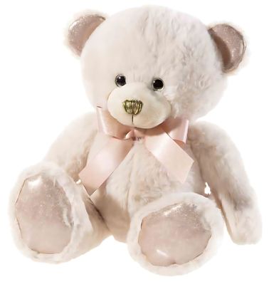 Heunec Bär Pearlie 'Taupie' mit Rosé-Schleife mittel Größe 23 cm