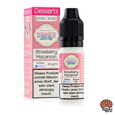 Dinner Lady Strawberry Macaroon 3mg/ml Nikotin, 50/50 Liquid 10ml
