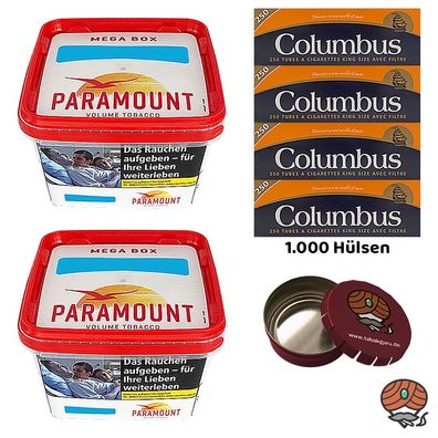 Paramount Volumentabak Mega Box 2x 115g, 1000 Columbus Hülsen und Zubehör
