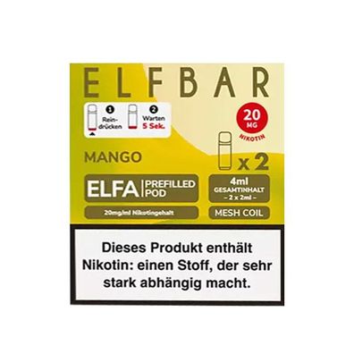ELFBAR ELFA POD Mango 20mg/ml Nikotin à 2 Pods