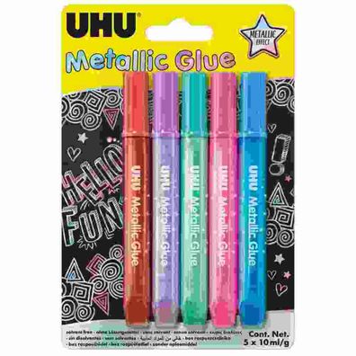 UHU Glitter Glue 5x 10 ml 5 Farben Metallic