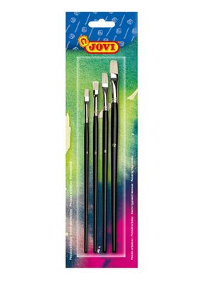 Jovi Künstlerpinsel aus Rosshaar 4er Blister Pinsel Nr. 4, 6, 8, 12