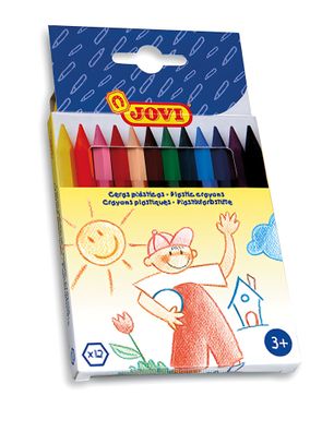 Jovi Plastikfarbstifte sechskant 12er Schachtel, farbig sortiert