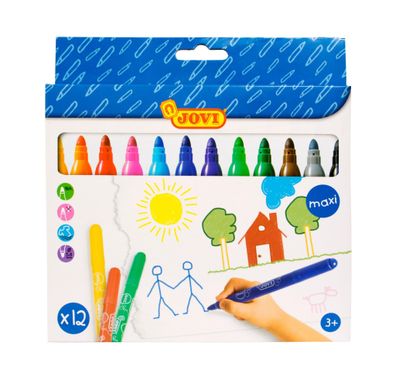 Jovi Faserschreiber maxi 12er Schachtel, farbig sortiert